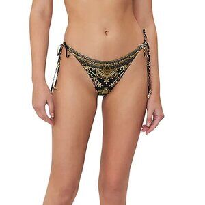 Camilla "Shadows Of Armada" Ring Side-Tie Bikini Bottoms, Black Multicolor